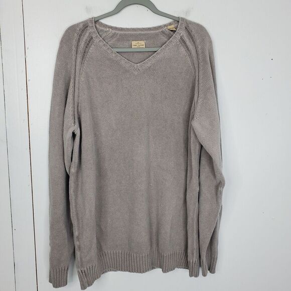 Tommy Bahama Mens Sweater Thick Heavy Cotton Beige Shallow V Neck Dad Grunge XXL - Picture 1 of 10